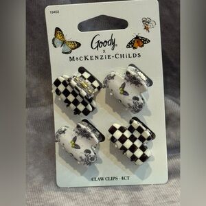 MacKenzie-Childs Black and White Checker & Butterfly Hair Claw Clip Set